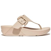 Fitflop Lulu Covered-Buckle Raw-Edge Leather Toe-Thongs Slides